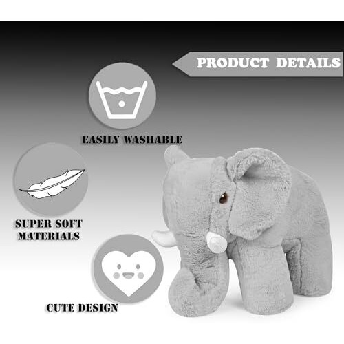 Besties Royal Elephant Soft Toys 40 Cm - Polyfill Washable Cuddly Soft Plush Toy - Helps To Learn Role Play - 100% Safe For Kids (Grey)