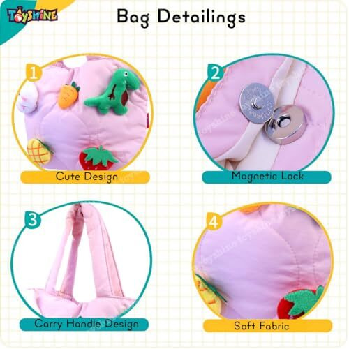 Toyshine Soft Plush Cartoon Tote Bag, Girls Handbag For Travel And Multi-Purpose For Bday Party Supplies - Pink