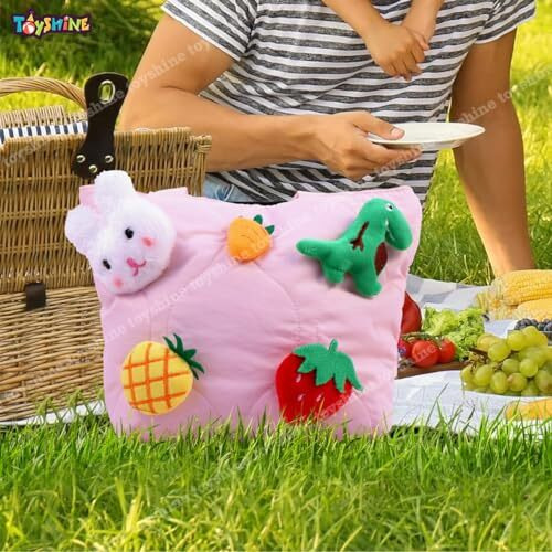 Toyshine Soft Plush Cartoon Tote Bag, Girls Handbag For Travel And Multi-Purpose For Bday Party Supplies - Pink