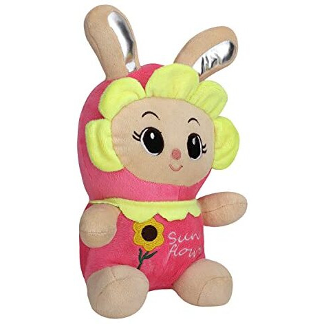 Dearjoy Cute Sunflower Bunny Doll/Soft Toy With Shiny Ears/Gift For Boys And Girls (Pink, 35 Cm)