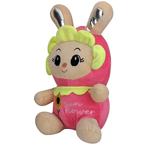 Dearjoy Cute Sunflower Bunny Doll/Soft Toy With Shiny Ears/Gift For Boys And Girls (Pink, 35 Cm)