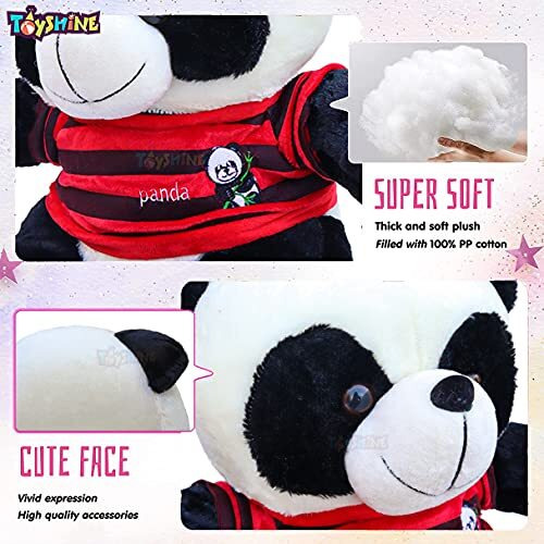 Toyshine 48 Cms T-Shirt Panda Stuffed Animal Soft Plush Pillow Toy Gift For Girls Boys - Medium
