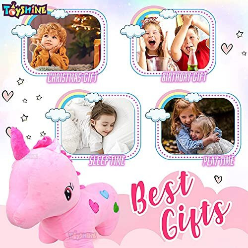 Toyshine Giant Unicorn Stuffed Animal Soft Large Unicorn Plush Pillow Toy Gift For Girls Boys (Pink, H68Cm, B30Cm)