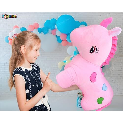 Toyshine Giant Unicorn Stuffed Animal Soft Large Unicorn Plush Pillow Toy Gift For Girls Boys (Pink, H68Cm, B30Cm)