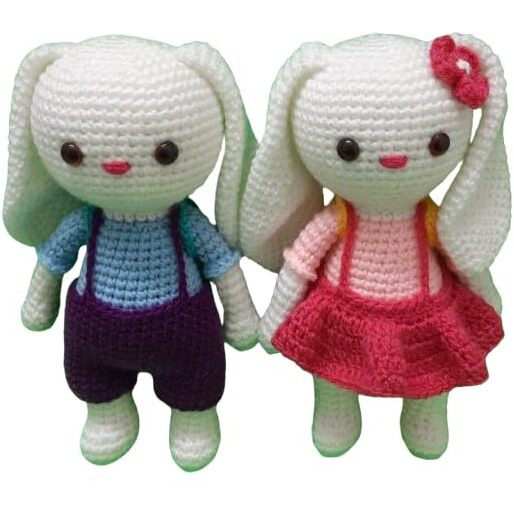 Crochet Artwork Amigurumi Handmade Bunny Soft Toy (Couple Bunny)