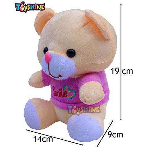 Toyshine Soft Toy For Kids Boy Girl Baby | Soft Feather Cotton Fabric, Smile Bear, Mauve, 17 Cms