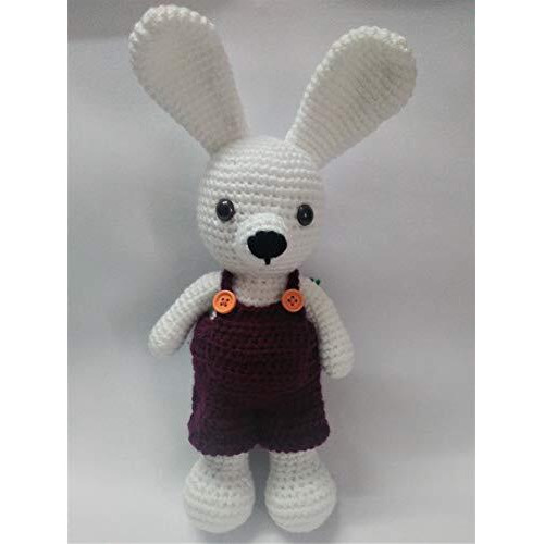 Crochet Artwork Amigurumi Handmade Bunny Boy Soft Toy 32Cms (Burgundy)