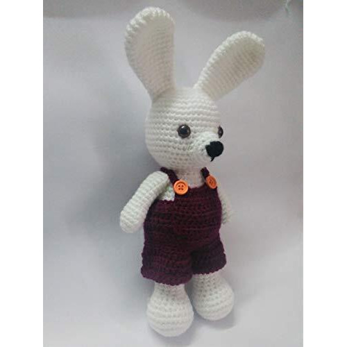 Crochet Artwork Amigurumi Handmade Bunny Boy Soft Toy 32Cms (Burgundy)