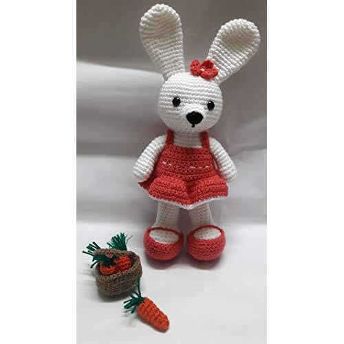 Crochet Artwork Amigurumi Handmade Girl Bunny Soft Toy33Cms (Pink)