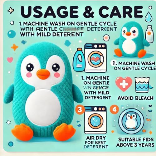 Rizvi Creation Cute Baby Penguin Soft Stuffed Toy | Soft Toy For Boys And Girls | Super-Soft And Safe| Ideal For Gifting | Height - 30 Cm (Turqouise Blue)