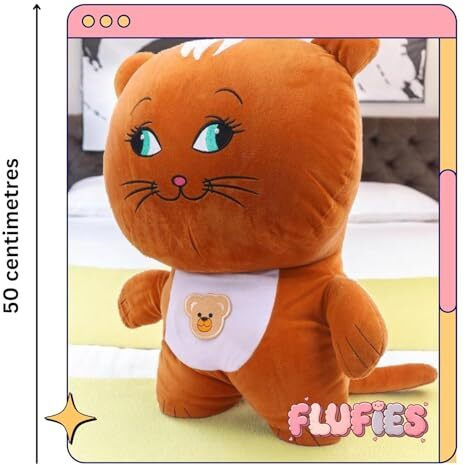 Fusked Flufies Breathing Teddy Soft Toys For Baby Girl And Boy - 25 Cm Sensory Toys And Musical Toys For Kids - Sleeping Teddy Bear With Breathing (Breathing Messenger Cat Combo - Blue And Orange)