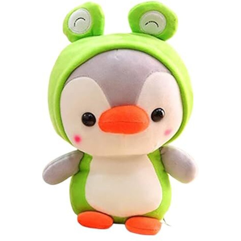 Fusked Flufies Plush Soft Toys For New Born Baby And Baby Boy - Soft And Easy Wash Plush - Huggable Plush Toys For Girls And Boys - Soft Toy For Home Dcor (Penguin Dressed As A Frog)