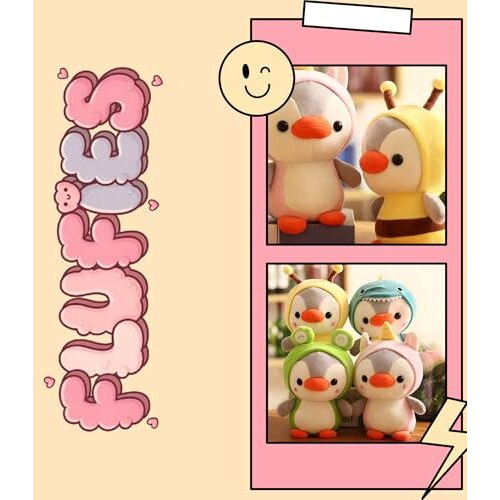 Fusked Flufies Plush Soft Toys For New Born Baby And Baby Boy - Soft And Easy Wash Plush - Huggable Plush Toys For Girls And Boys - Soft Toy For Home Dcor (Penguin Dressed As A Frog)