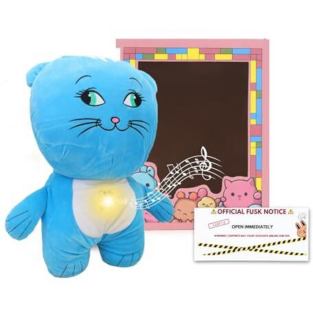Fusked Flufies Breathing Teddy Soft Toys For Baby Girl And Boy - 25 Cm Sensory Toys And Musical Toys For Kids - Sleeping Teddy Bear With Breathing (Breathing Messenger Cat Blue)
