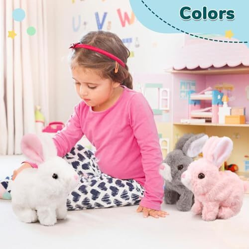 Hopping Walking Bunny Toy With Sounds, Jumping Rabbit Wiggling Ears, Twitching Mouth And Nose, Educational Interactive Bunny Rabbit Toy For Baby Kids