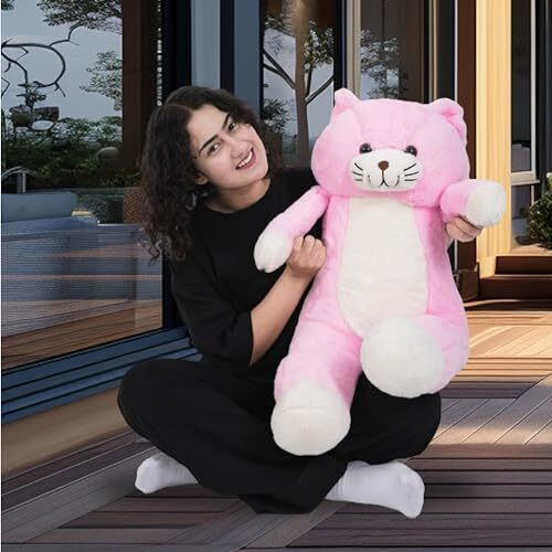 Besties Soft Toys Lovers. Cat Soft Toy - Height 2 Feet, Birthday Gift For Girls/Boys Plush & Stuffed Toys (2 Feet, 2 Feet Long Cat Pink)