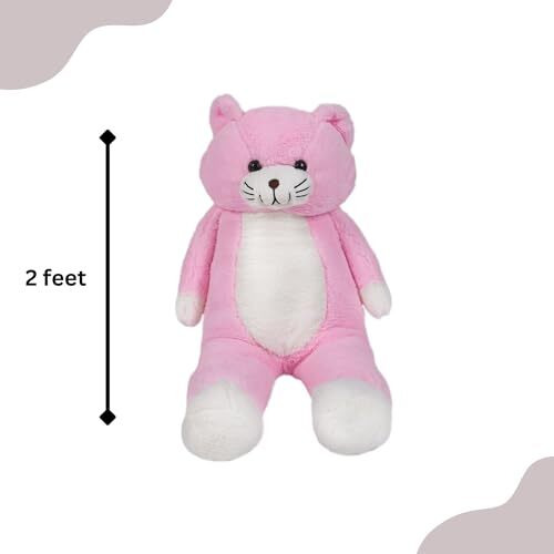 Besties Soft Toys Lovers. Cat Soft Toy - Height 2 Feet, Birthday Gift For Girls/Boys Plush & Stuffed Toys (2 Feet, 2 Feet Long Cat Pink)