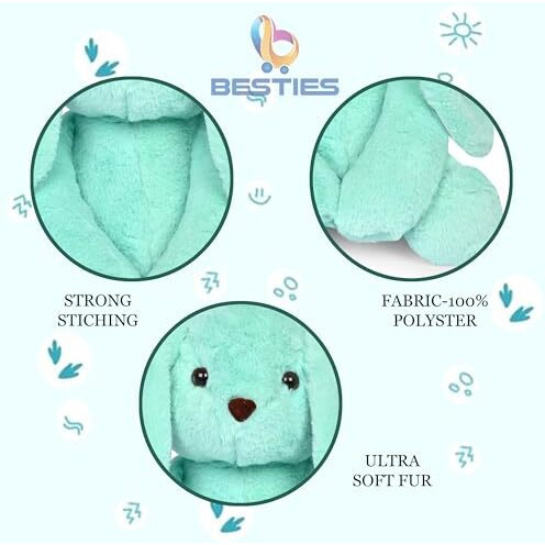 Besties Cute Green Bunny Soft Toy For Girls/Kids | Huggable Rabbit With Long Ears | Soft Stuffed Plush Animal | - Height 28 Cm