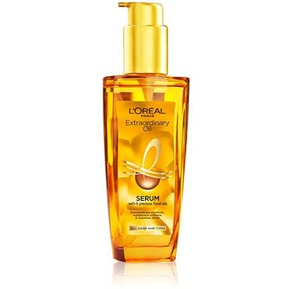 L'Oreal Paris Serum, Protection And Shine, For Dry, Flyaway & Frizzy Hair, With 6 Rare Flower Oils, Extraordinary Oil, 100Ml