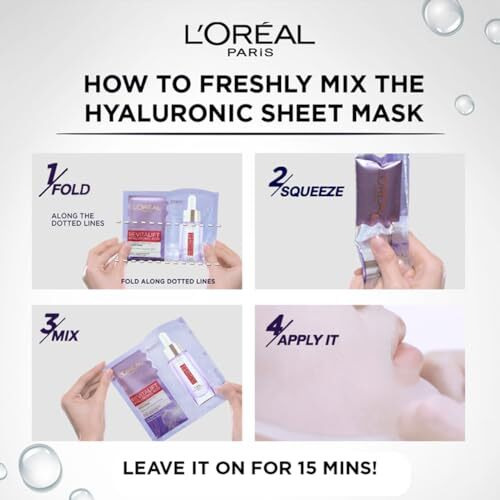 Loreal Paris Revitalift Serum Sheet Face Mask, Fresh Mix, With Hyaluronic Acid + Natural Algae, 33G