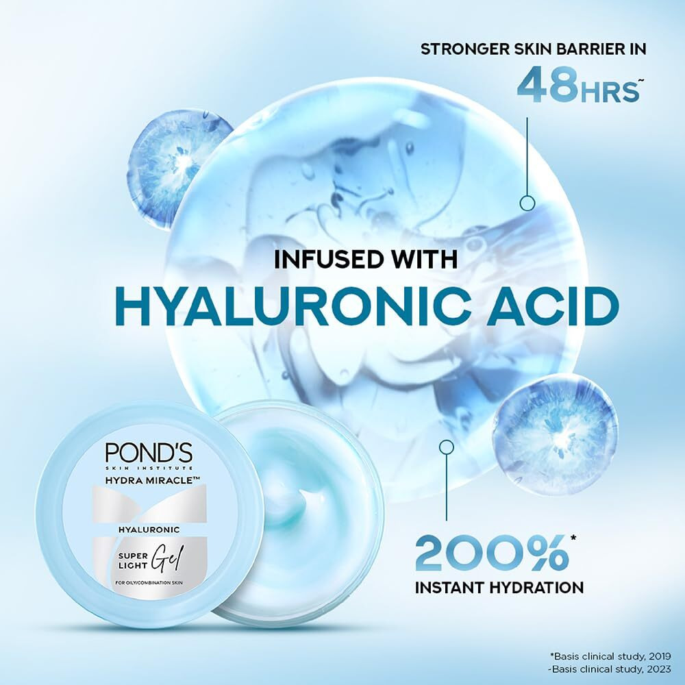 Pond's Super Light Gel Oil Free Moisturiser With Hyaluronic Acid + Vitamin E, 200 Ml