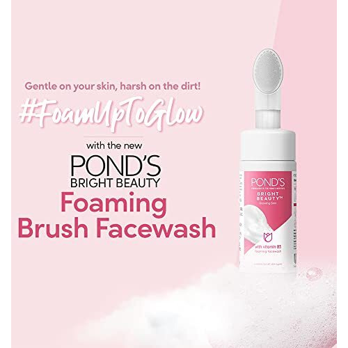 Pond's Bright Beauty Foaming Facial Cleansing Brush Facewash For Glowing Skin, Deep Clean Pores, All Skin Types, 150 Ml