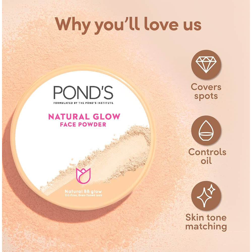 Pond's Natural Glow Face Matte Powder For Normal Skin, Bb Glow - 30G, Pink