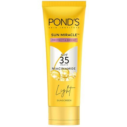 Pond's Sun Miracle Spf 35 Pa+++ Light Sunscreen For All Skin-Protect & Bright, With Niacinamide, Prevent & Fade Dark Patches, Lightweight, No White Cast 50G,1 Count