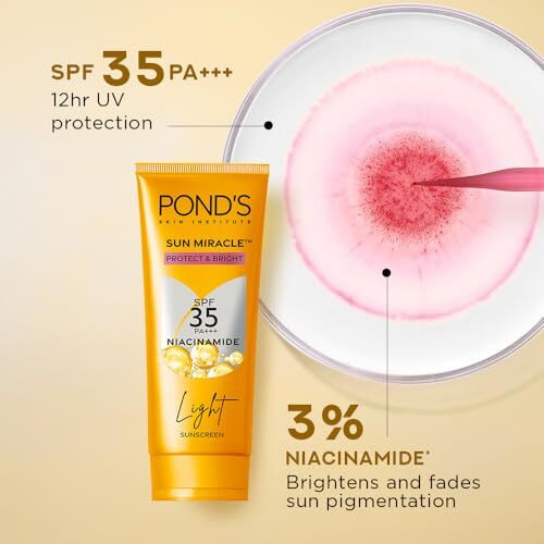 Pond's Sun Miracle Spf 35 Pa+++ Light Sunscreen For All Skin-Protect & Bright, With Niacinamide, Prevent & Fade Dark Patches, Lightweight, No White Cast 50G,1 Count