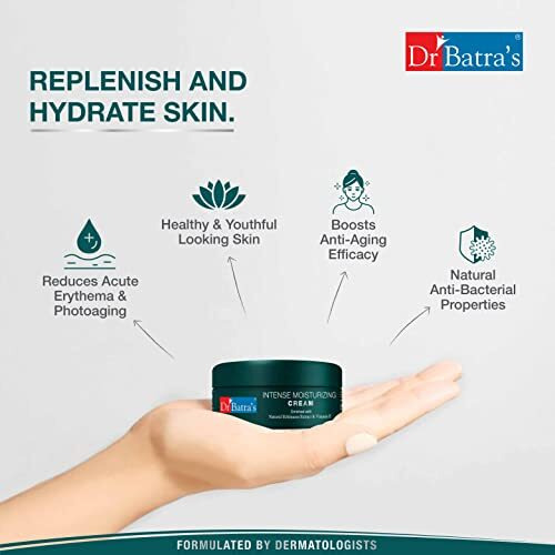 Dr Batra's Intense Moisturizing Cream, Enrihced With Echinacea & Vitamin E, Long Lasting Hydration, Cream For Smooth, Silky & Youthful Skin, Natural Glow, Safe To Use (100G)
