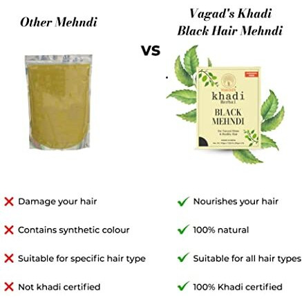 Vagad's Khadi Herbal Gramodaya Black Mehndi, Henna, 300G - Black (Pack Of 3)