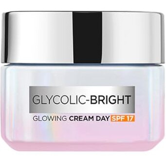 L'Oreal Paris Glycolic Bright Glowing Day Cream, Overnight Brightening Cream, Glycolic Acid In Gel-Like Cream Texture, That Visbily Minimizes Spots & Reveals Glowing Skin, 50Ml