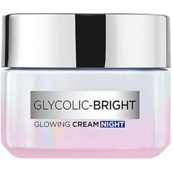 L'Oreal Paris Glycolic Bright Glowing Night Cream, Overnight Brightening Cream, Glycolic Acid In Gel-Like Cream Texture, That Visbily Minimizes Spots & Reveals Glowing Skin, 50Ml