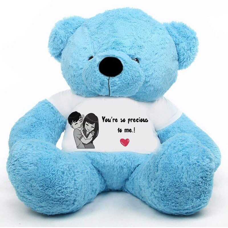 Hug 'N' Feel Soft Toys Big Teddy Bear For Gift Of Any Occasion Wearing A Your Are So Precious To Me T-Shirt 3 Feet Blue Plush & Stuffed Toys