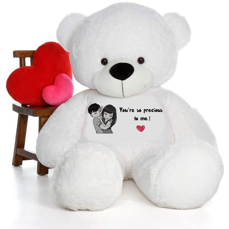 Hug 'N' Feel Soft Toys Big Teddy Bear For Gift Of Any Occasion Wearing A Your Are So Precious To Me T-Shirt 4 Feet White Plush & Stuffed Toys