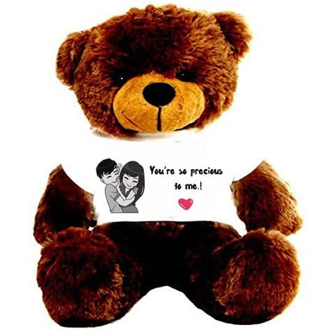 Hug 'N' Feel Soft Toys Big Teddy Bear For Gift Of Any Occasion Wearing A Your Are So Precious To Me T-Shirt 3 Feet Chocolate Plush & Stuffed Toys