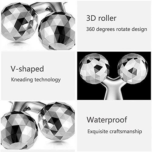 Antil's Manual 3D Massager Roller 360 Rotate Face Full Body Shape For Skin Lifting Wrinkle Remover Facial Massage, 15.5 X 9.5 X 5.3Cm, (Silver)