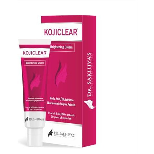 Dr. Sakhiya's Kojiclear Face Cream With Kojic Acid, Glutathione, Niacinamide, And Alpha Arbutin, Helps In Dark Spot And Tan For Men And Women (20Gm Pack Of 1)