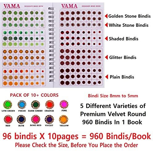 Thanu's Craft Different Color Plain Glitter Sparkle Shaded Crystal Stone Mix Bindi Book Kumkum Sticker For Girls & Ladies (948 Bindi Booklet Dairy)