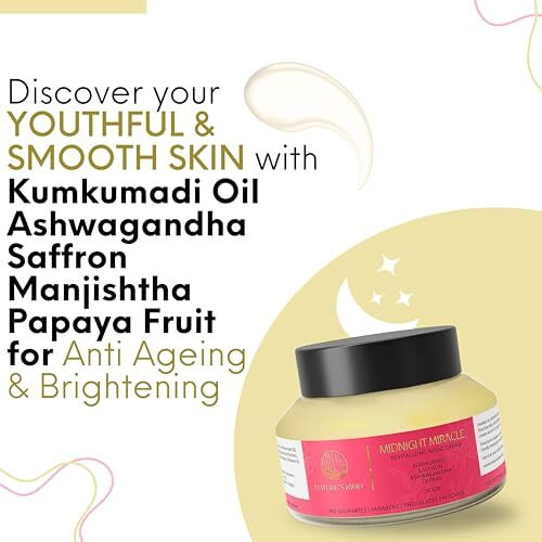 NatureS Kinn Midnight Miracle Revitalizing Night Cream With Kumkumadi Oil, Manjishta, Saffron, Ashwagandha, Hyaluronic Acid, Niacinamide, Vitamin C, | Deep Nourishment & Skin Repair Cream | For Glowing, Hydrated, And Youthful Skin (50 Gm)