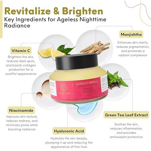 NatureS Kinn Midnight Miracle Revitalizing Night Cream With Kumkumadi Oil, Manjishta, Saffron, Ashwagandha, Hyaluronic Acid, Niacinamide, Vitamin C, | Deep Nourishment & Skin Repair Cream | For Glowing, Hydrated, And Youthful Skin (50 Gm)