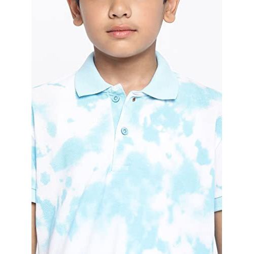 Lil Tomatoes Boys Cotton Polo T-Shirt, Sky, 14-15 Years