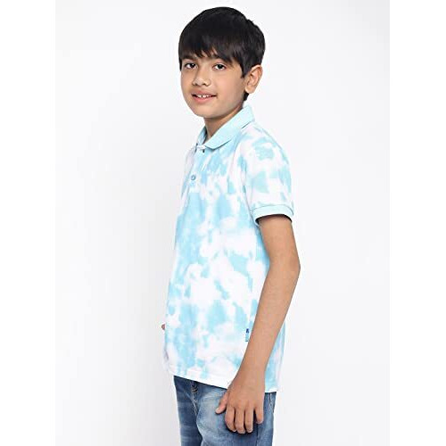 Lil Tomatoes Boys Cotton Polo T-Shirt, Sky, 14-15 Years