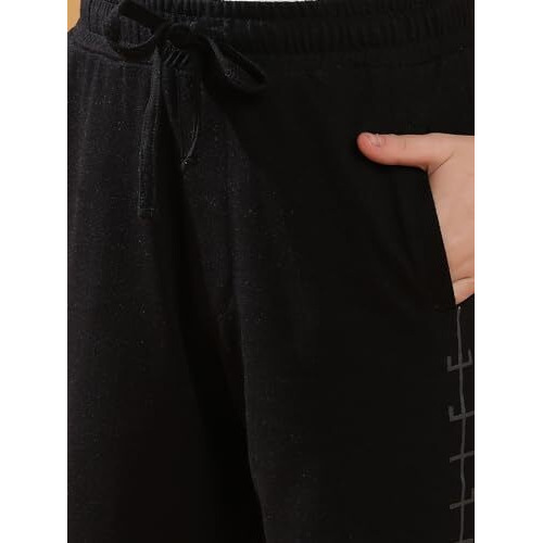 Li'L Tomatoes Boy's Regular Track Pants (Gbl-S24-1454_Black 2, Mid Rise, 13-14 Years