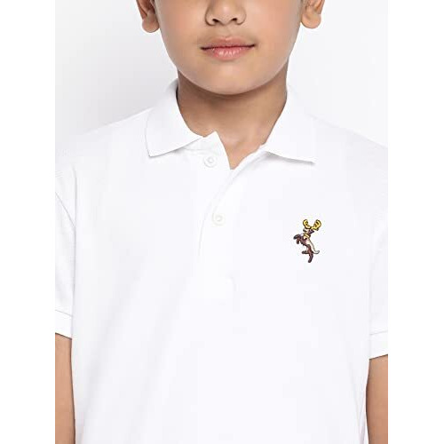 Lil Tomatoes Boys Cotton Polo T-Shirt, White, 5-6 Years