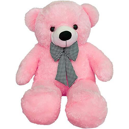 Hug 'N' Feel Soft Toys Loveable Hugable Soft Giant Life Size, Long Huge Teddy Bearplush & Stuffed Toys (Best For Someone Special) Baby Pink 3 Feet 90 Cm With Free Heart Shape Cusion