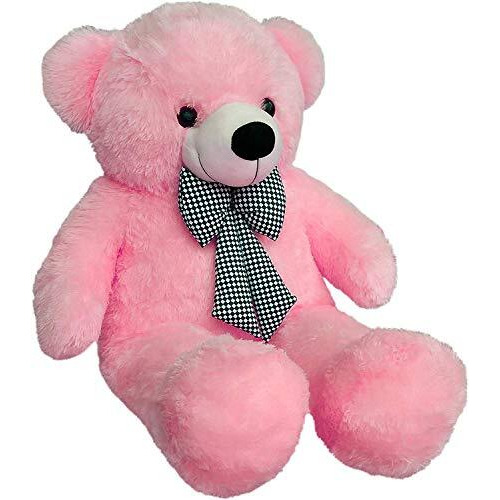 Hug 'N' Feel Soft Toys Loveable Hugable Soft Giant Life Size, Long Huge Teddy Bearplush & Stuffed Toys (Best For Someone Special) Baby Pink 3 Feet 90 Cm With Free Heart Shape Cusion