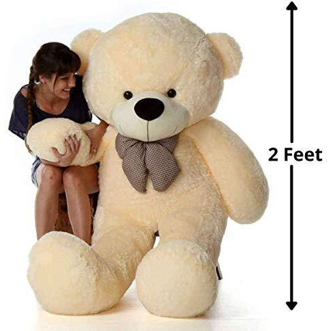 Hug 'N' Feel Soft Toys 2 Feet Cream Giant Teddy Bear Soft, Plush, And Cuddly Stuffed Animal For Kids, Birthdays, Anniversaries, Valentine's Day, And Special Occasions Large Huggable
