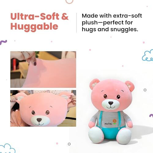 Rudy's Random Brown Or Pink Teddy Bear| Soft Toy For Car Back Side| Soft Toy For Baby Girl | Teddy Bear Birthday Gift | 35Cm | Soft Toys In Minimum Price| Stuffed Animal| Soft Toys For Car Dashboard