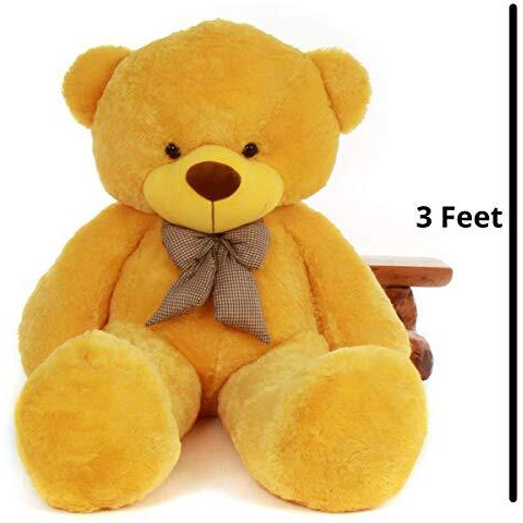 Hug 'N' Feel Soft Toys 3 Feet Yellow Giant Teddy Bear Soft, Plush, And Cuddly Stuffed Animal For Kids, Birthdays, Anniversaries, Valentine's Day, And Special Occasions Large Huggable